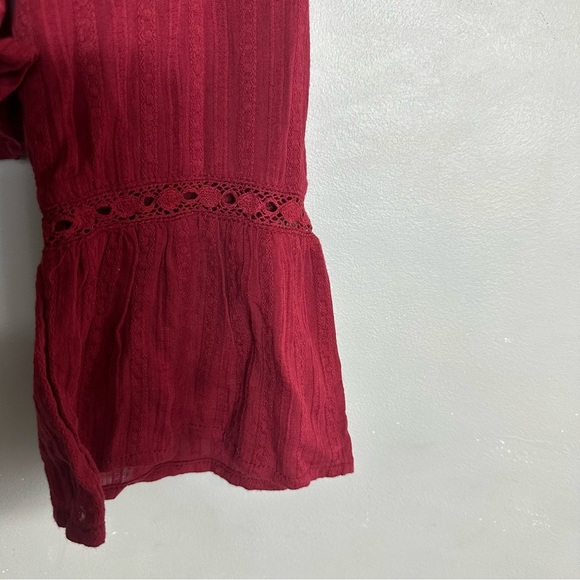 Altrd State Maroon Cotton Long Sleeve Blouse Peasant Top NEW NWT - Picture 3 of 11